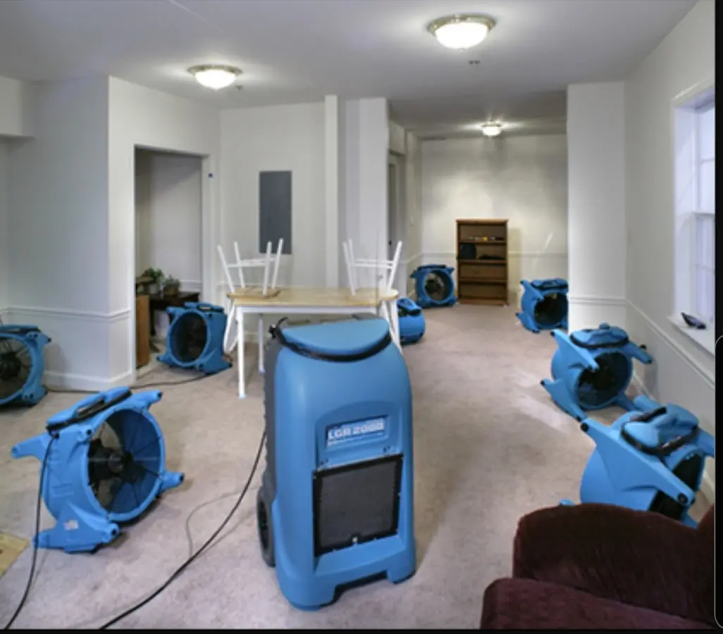 Air movers and dehumidifier setup for Water Extraction & Removal in Rock Hill