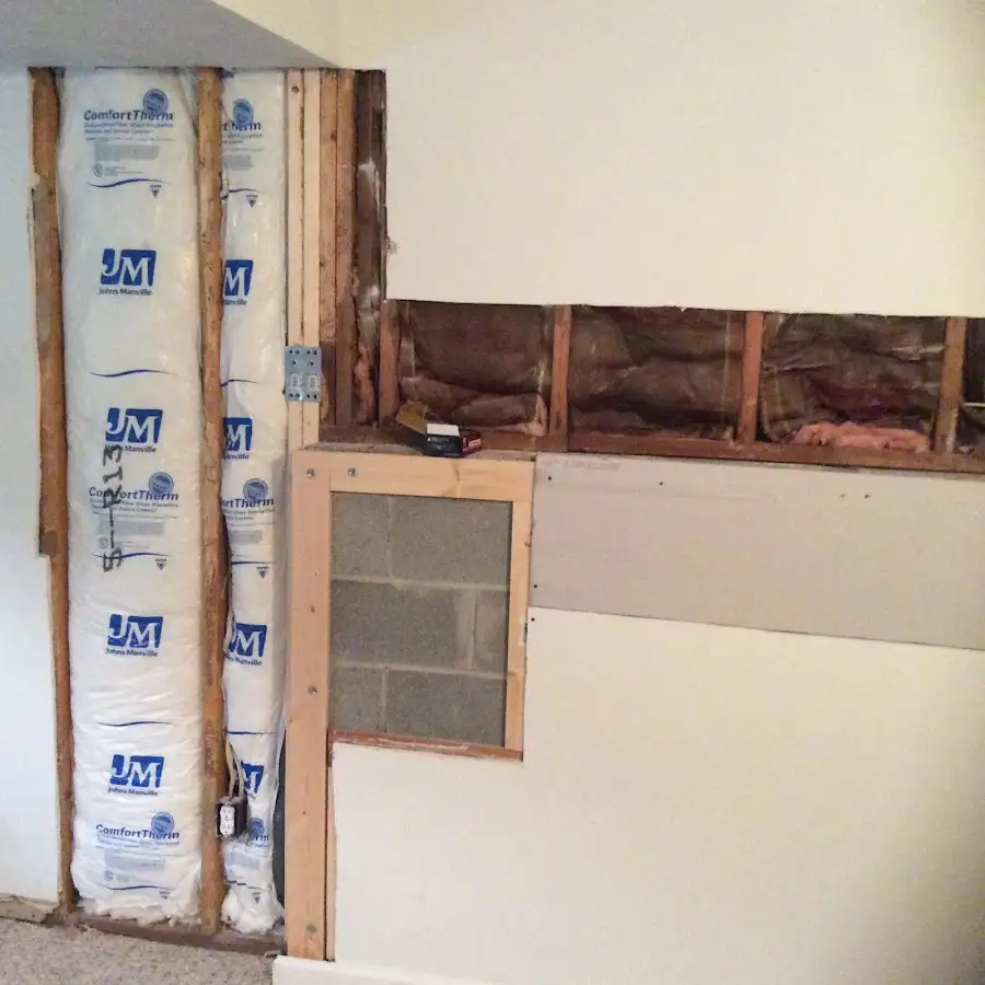 Wall insulation replacement during Basement Flood Cleanup in Rock Hill